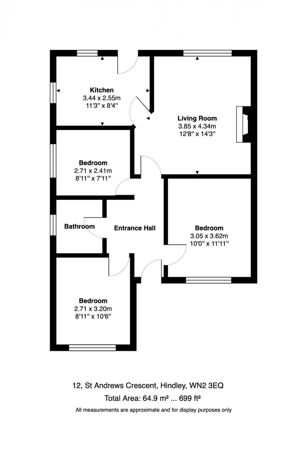 Floorplan for St Andrews Crescent, Hindley, WN2 3EQ