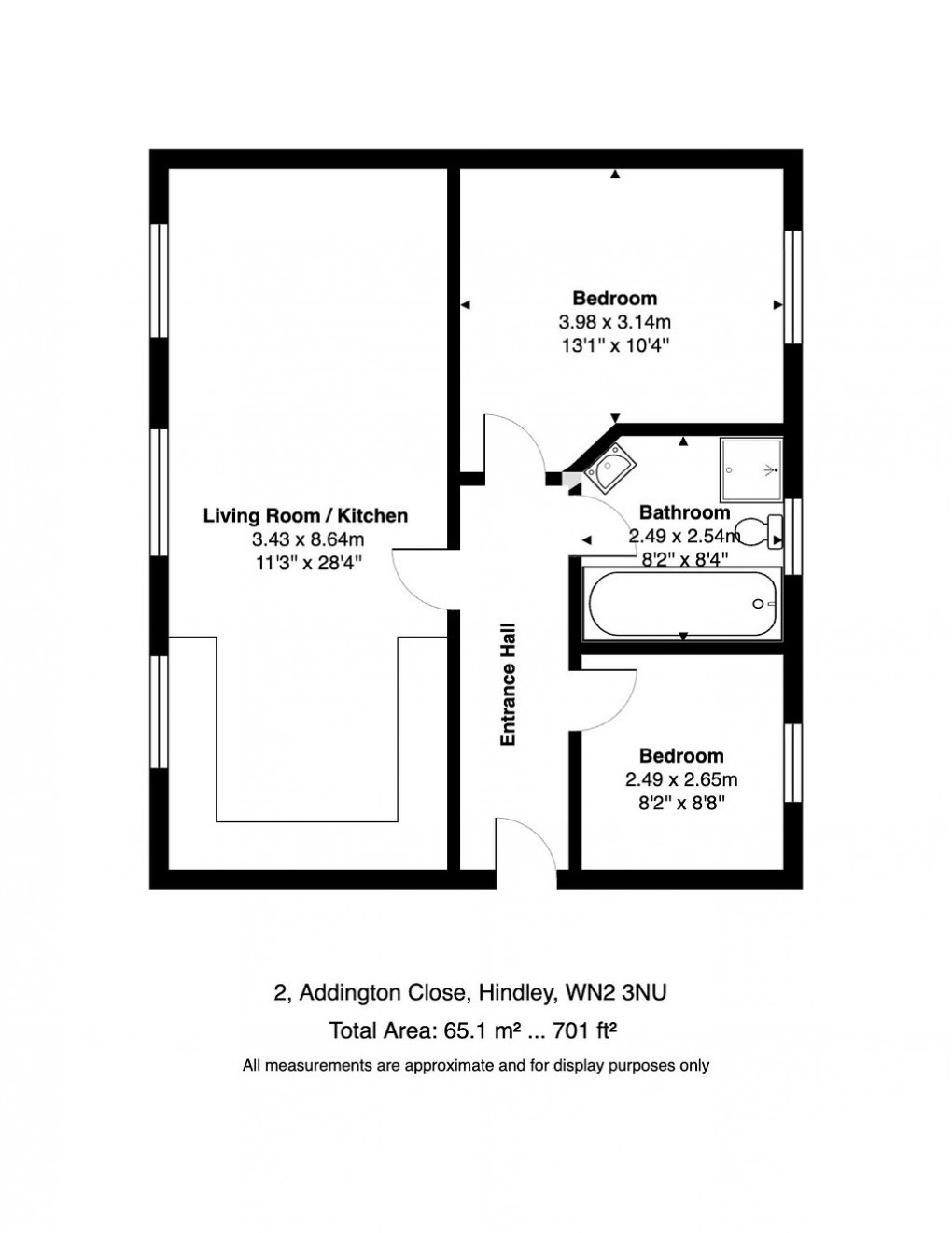 Floorplan for Addington Close, Hindley