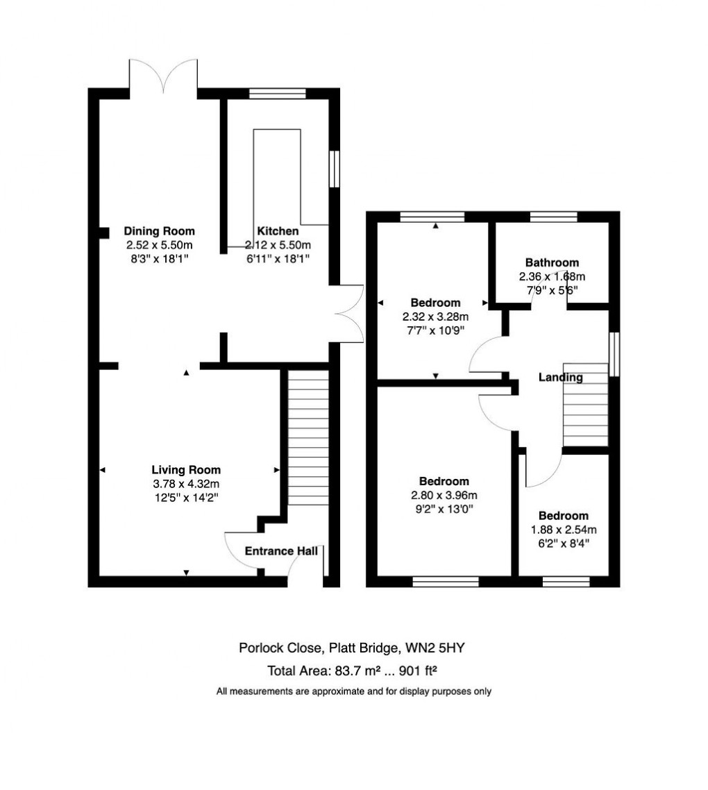 Floorplan for Porlock Close, Platt Bridge