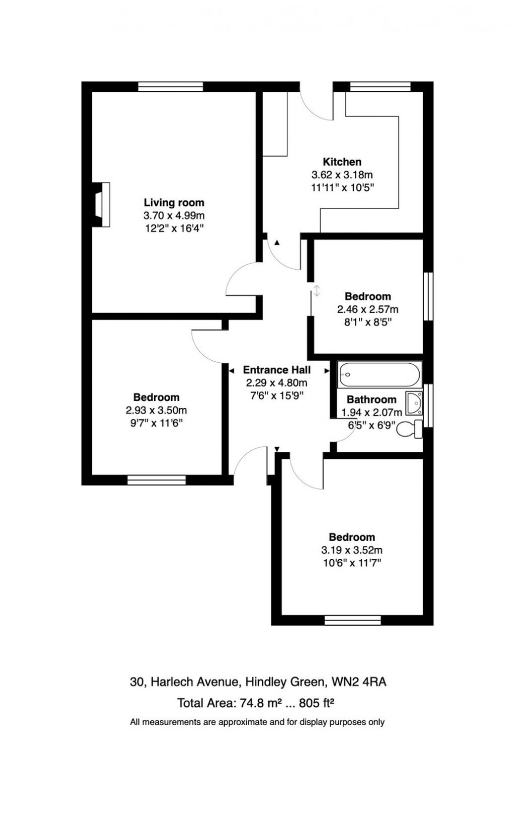 Floorplan for Harlech Avenue, Hindley Green