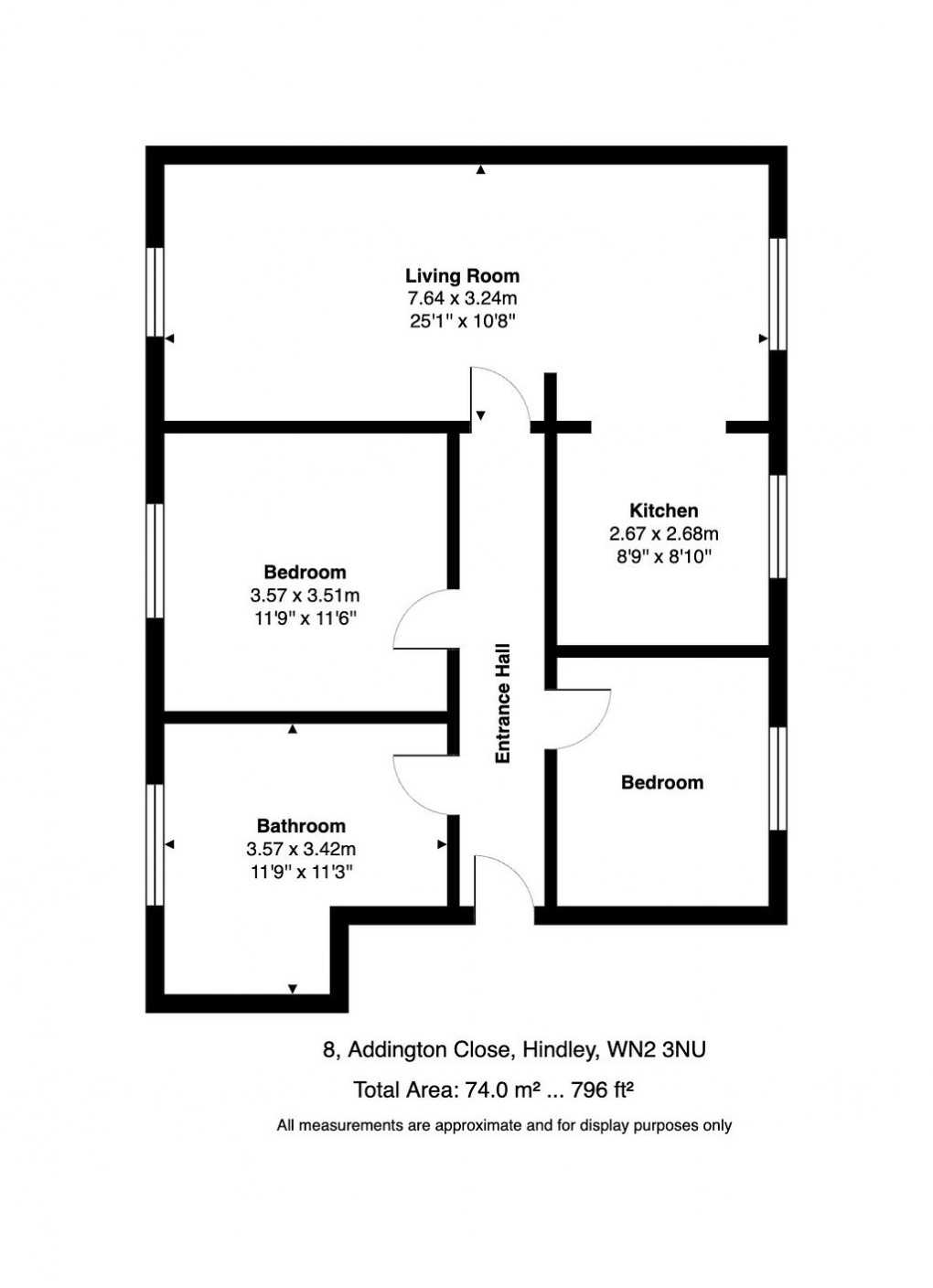 Floorplan for Addington Close, Hindley